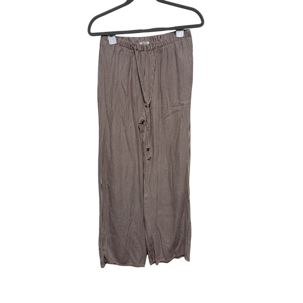 Sienna Sky Striped Drawstring Pants M Brown White - Picture 2 of 9